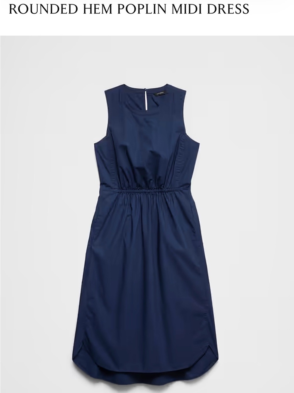 Banana Republic Navy Sleeveless Poplin Midi Dress